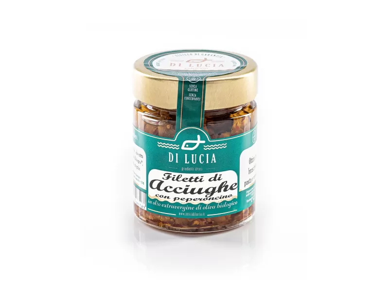 Anchovy fillets with chilli in organic extra virgin olive oil - Ittici di Lucia - Canned Fish