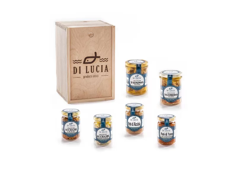 Dionisio Gift Box - 6 Packs in Wooden Box - Ittici di Lucia - Gift Ideas