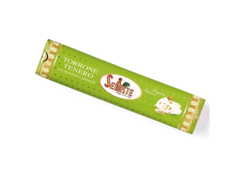 Torrone Tenero con Mandorle e Pistacchi - Linea Pregiata - Sebaste - Torroni