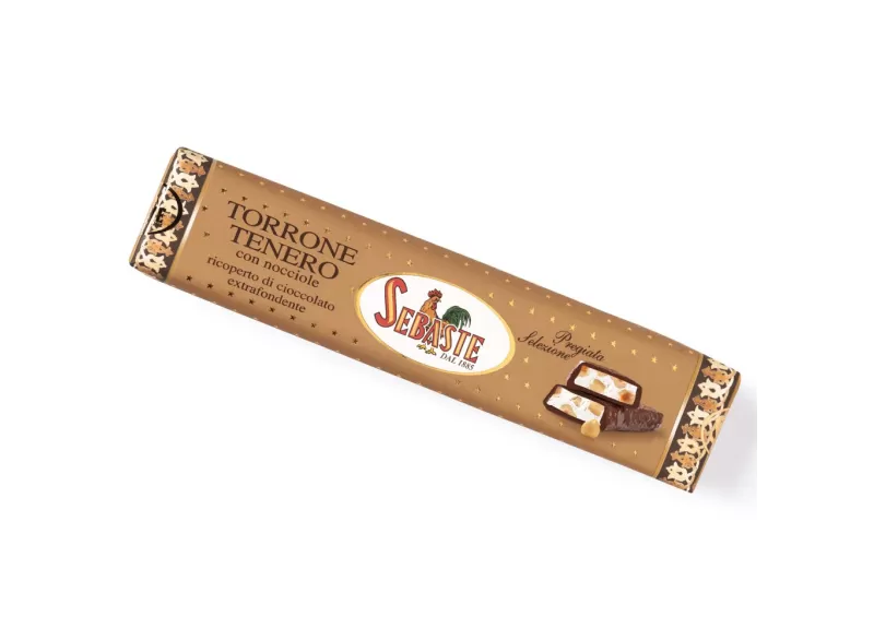 Torrone Tenero Ricoperto al Cioccolato Extrafondente - Linea Pregiata - Sebaste - Torroni