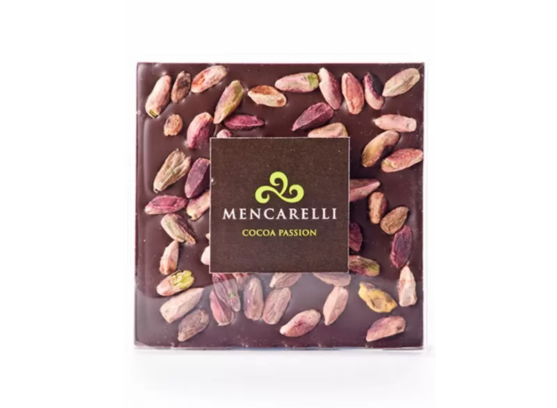 DARK CHOCOLATE BAR AND PISTACHIO - 70g - Mencarelli - Chocolate