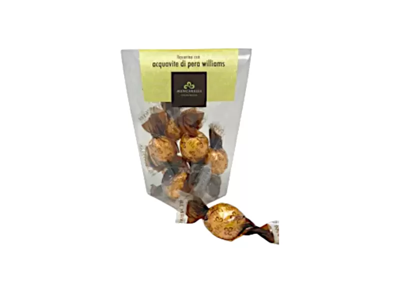 PRALINE FILLED WITH SPIRITS OF PEAR - 90g by Mencarelli | StoreIta...