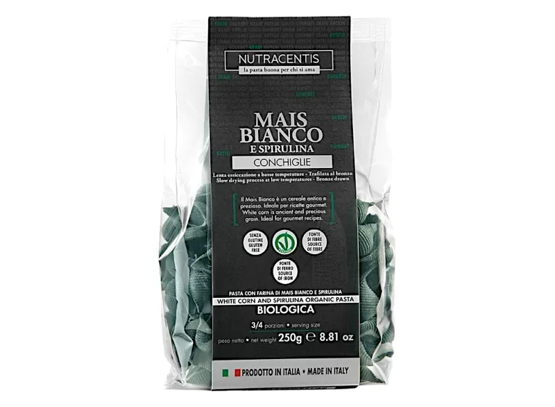 Conchiglie Mais Bianco e Spirulina -10 pz di Pasta Natura Gluten Fr...